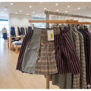 GB Girls Plaid and Striped Skirt - Purple and Gray